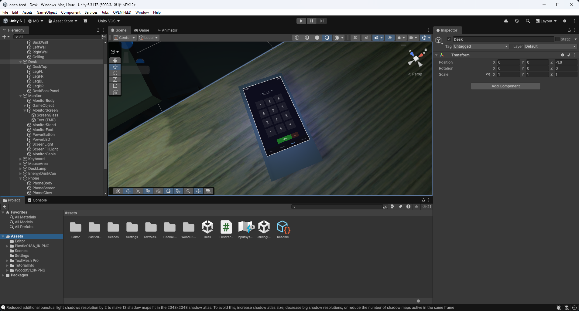 Desk phone interaction in Unity